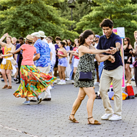 people dancing outside